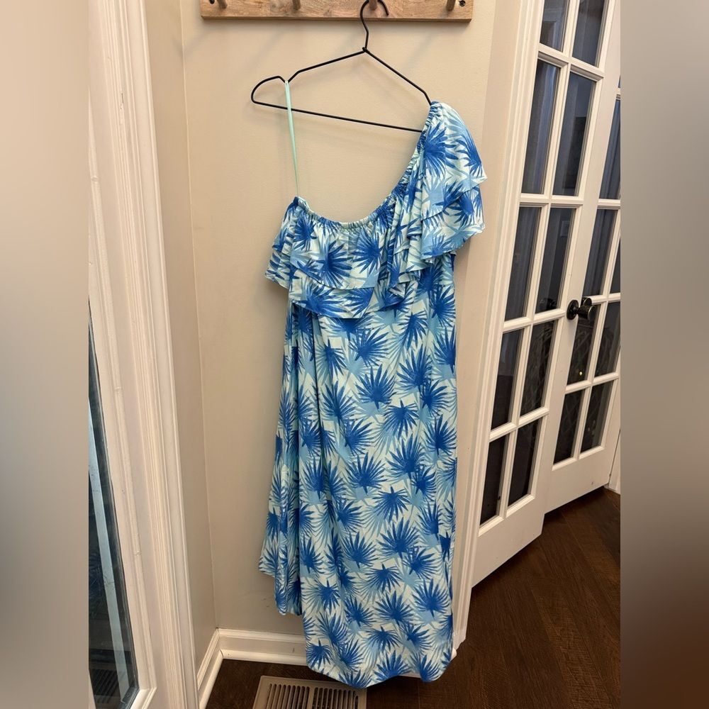 Vineyard Vines Electric Palm One Shoulder High-Low Maxi Dress 6 - Picture 8 of 9